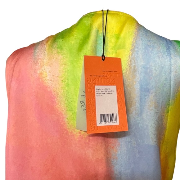 NWT Stine Goya Hedy Satin‎ Fireworks Print Draped Sleeveless Dress Size M - Picture 16 of 16